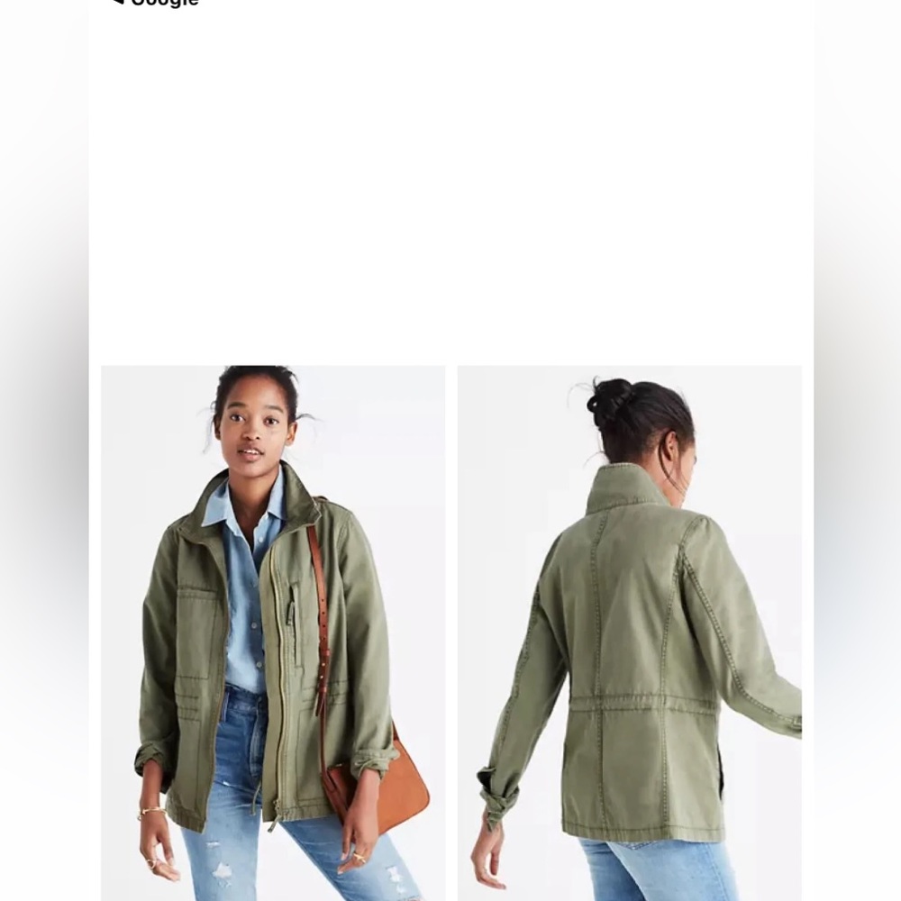 madewell khaki green fleet zip up utility jacket size XS